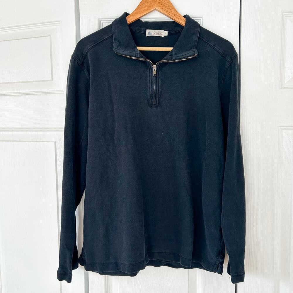 J.Crew Charcoal Black 1/4 Zip Pullover Sweatshirt Men’s Large EUC Vintage